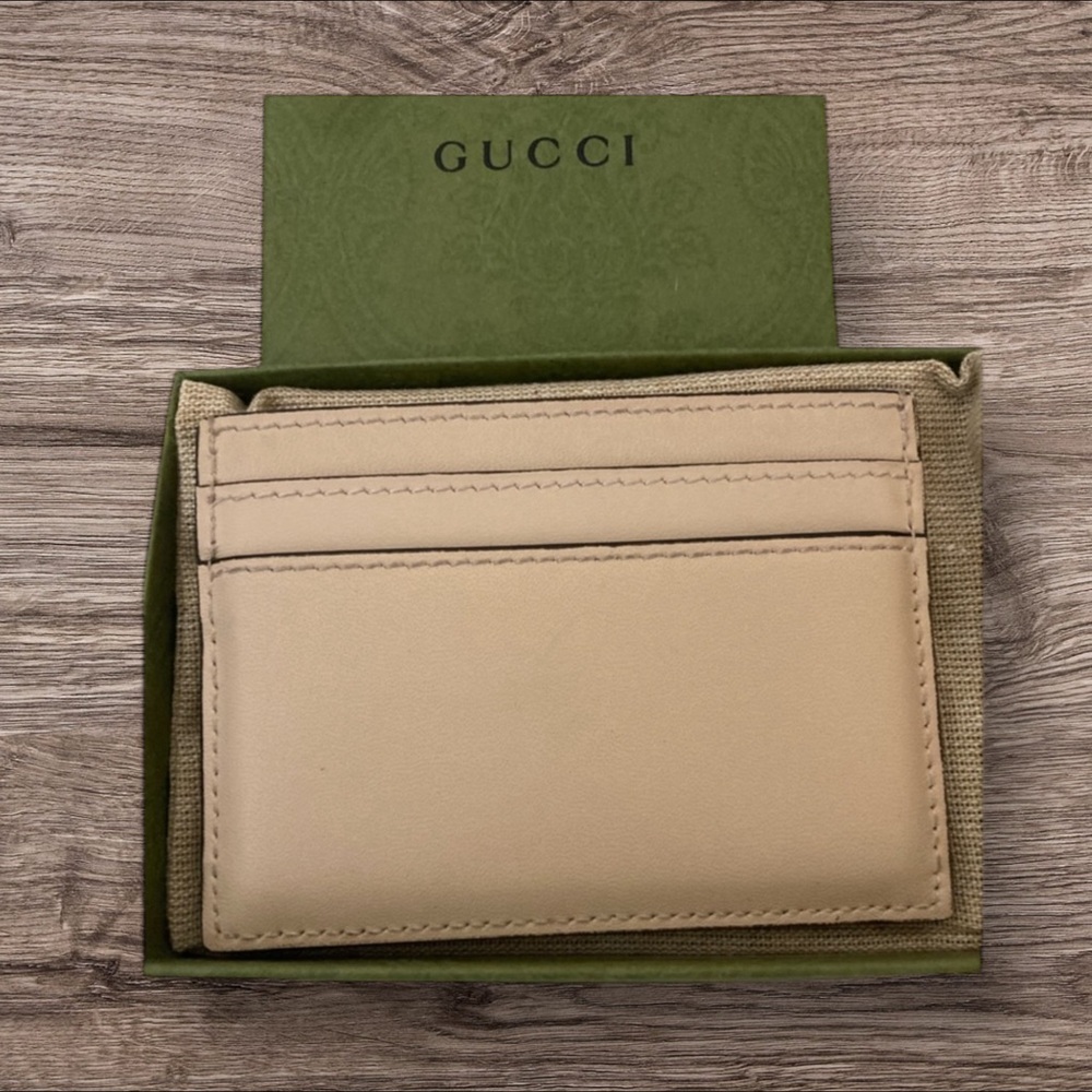 Gucci GG Canvas Card Holder Wallet Beige Ophidia Marmont Logo Full Set - Picture 5 of 9